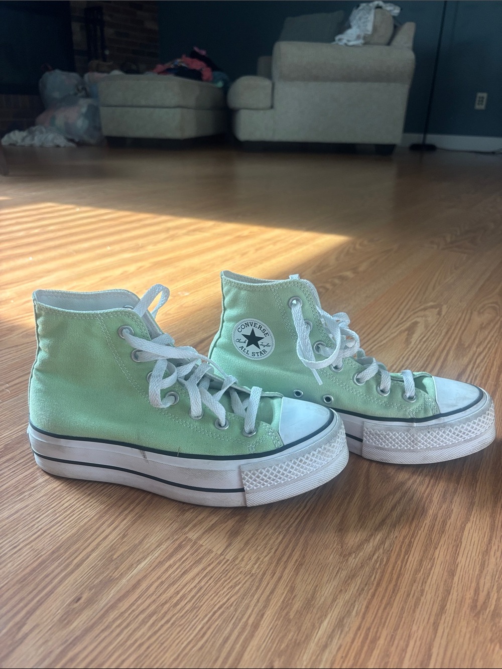 Converse High Top Sneakers in Mint Green with White Trim